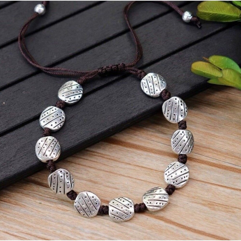 Women & Men Adjustable Silver Tone Bracelet Fashion Jewelry